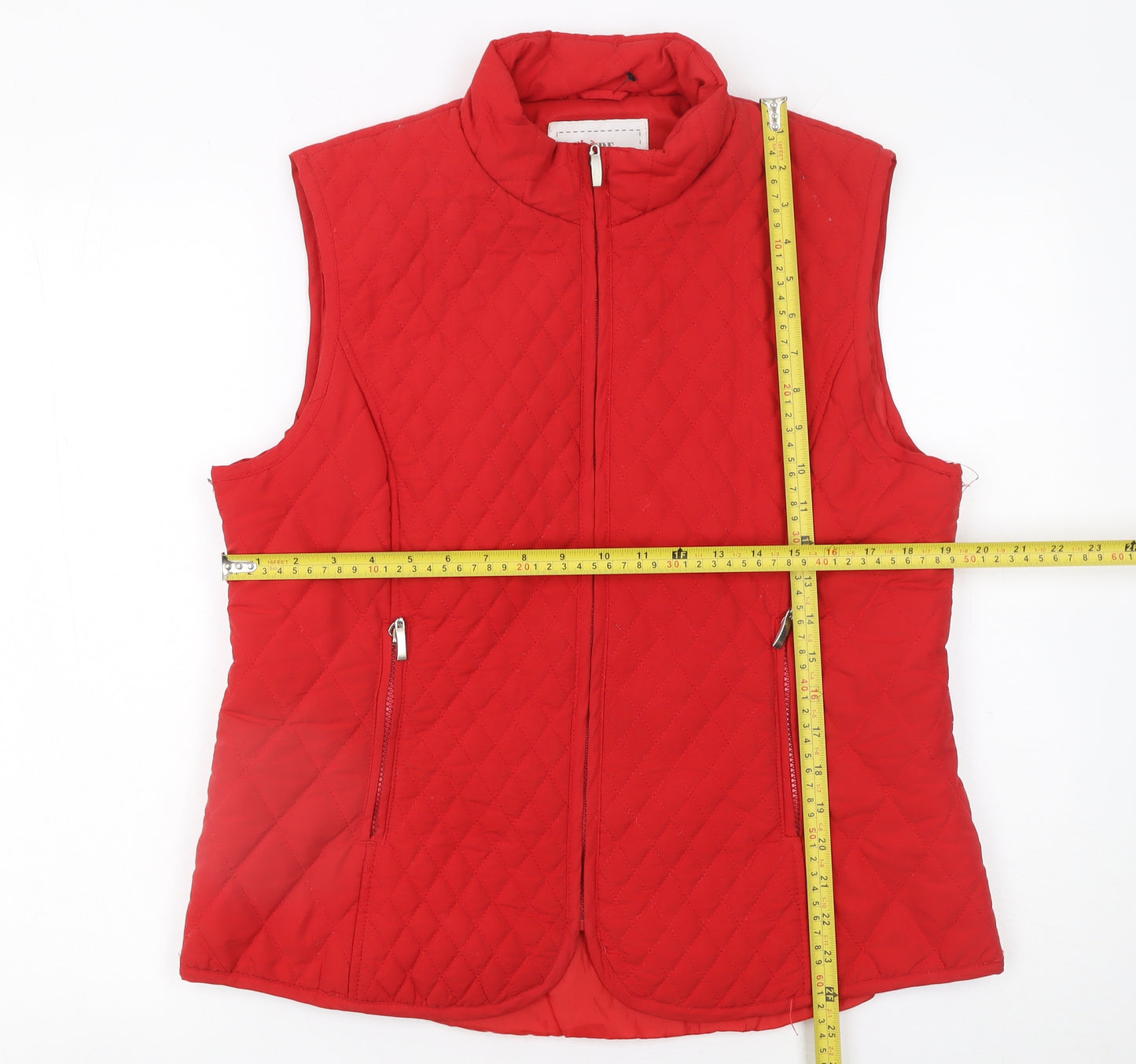 Pure & Natural Women's Red Quilted Waistcoat Gilet Size M