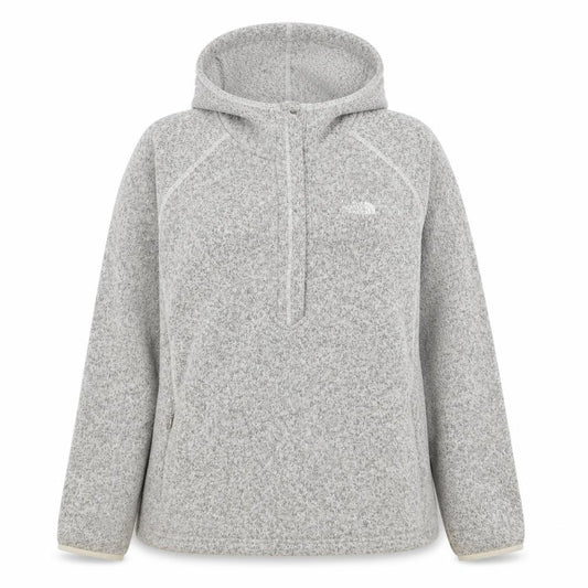 Front view of The North Face Women's Grey XL 1/2 Zip Hooded Fleece Sweatshirt