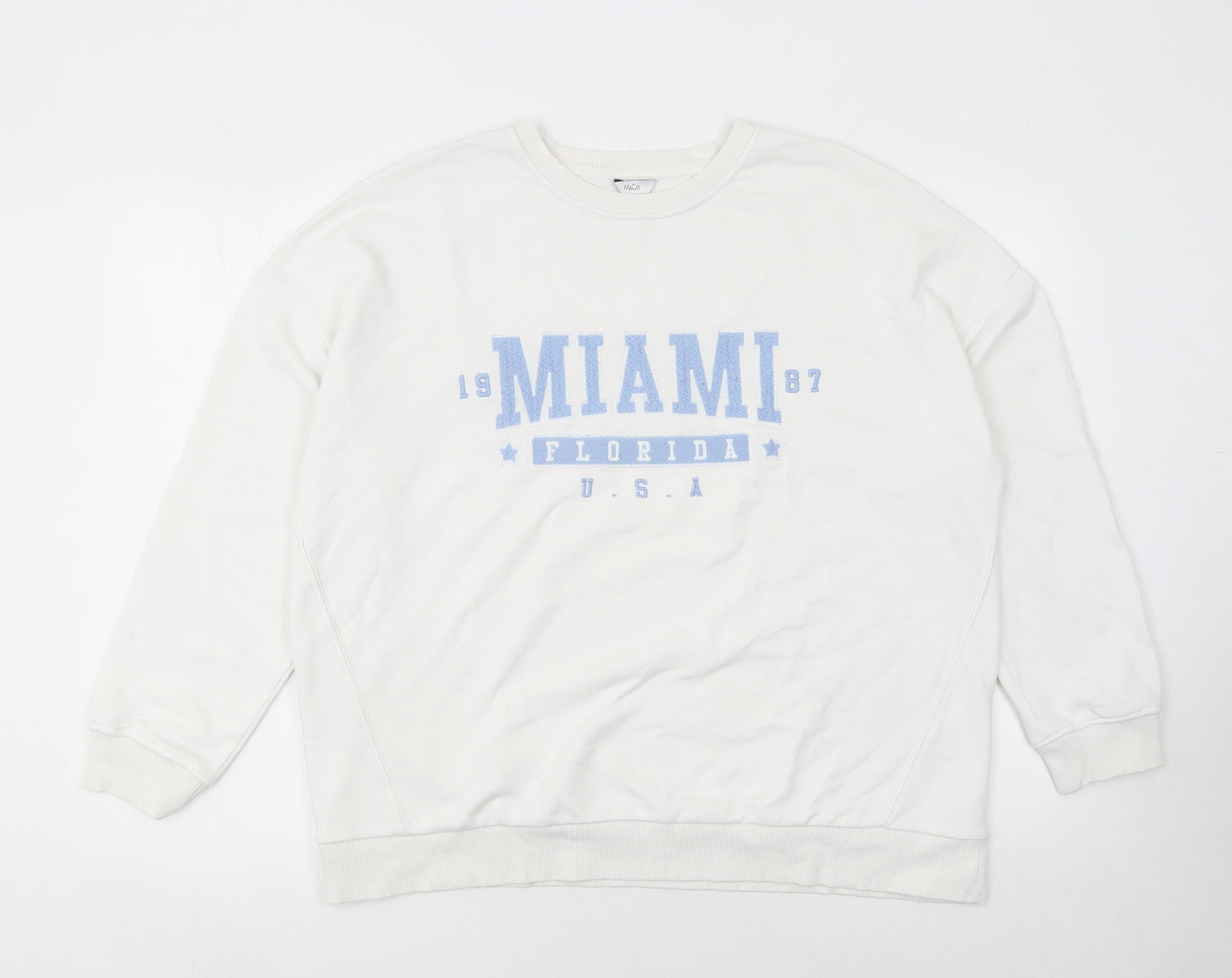 M&Co Women Ivory Miami Print Cotton Blend Sweatshirt UK 16