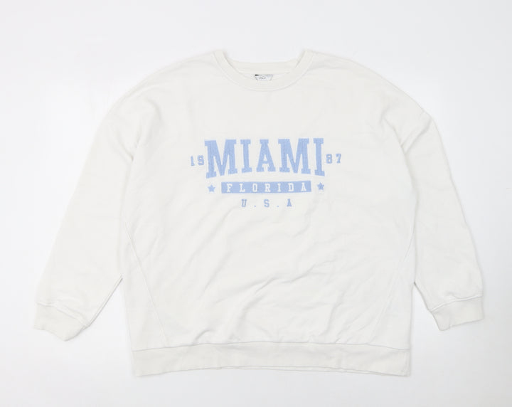 M&Co Women Ivory Miami Print Cotton Blend Sweatshirt UK 16