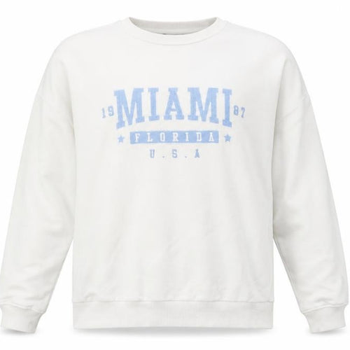 M&Co Women Ivory Miami Print Cotton Blend Sweatshirt UK 16