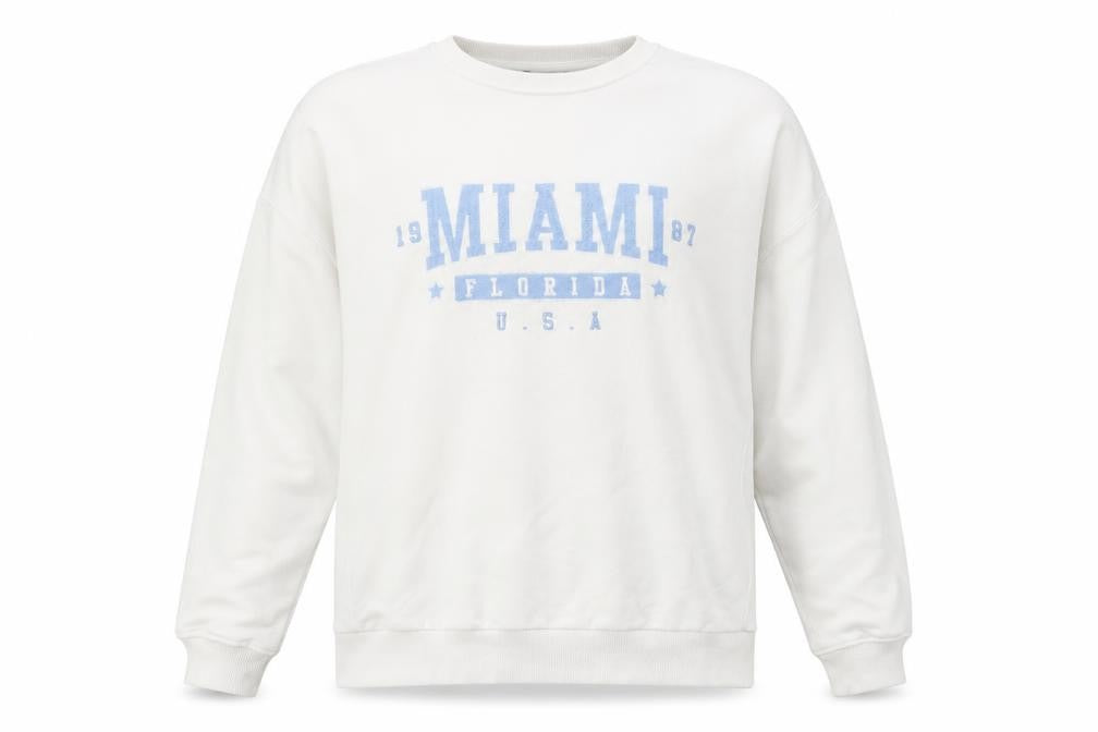 M&Co Women Ivory Miami Print Cotton Blend Sweatshirt UK 16