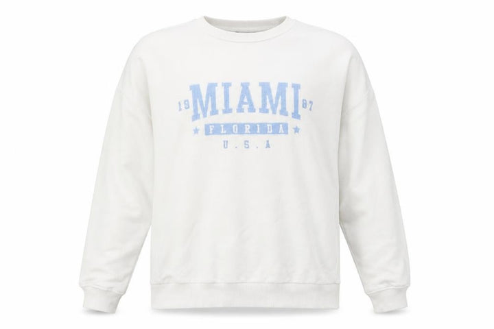 M&Co Women Ivory Miami Print Cotton Blend Sweatshirt UK 16