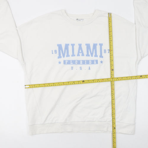 M&Co Women Ivory Miami Print Cotton Blend Sweatshirt UK 16