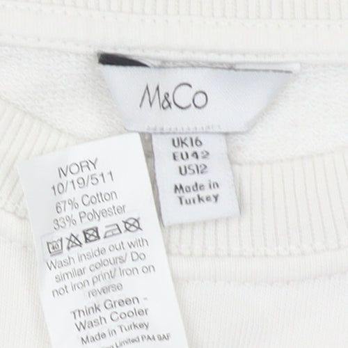 M&Co Women Ivory Miami Print Cotton Blend Sweatshirt UK 16