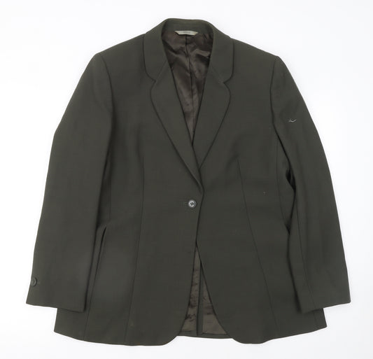 Marks and Spencer Women's Green Wool Blazer UK 16 Single-Breasted Jacket