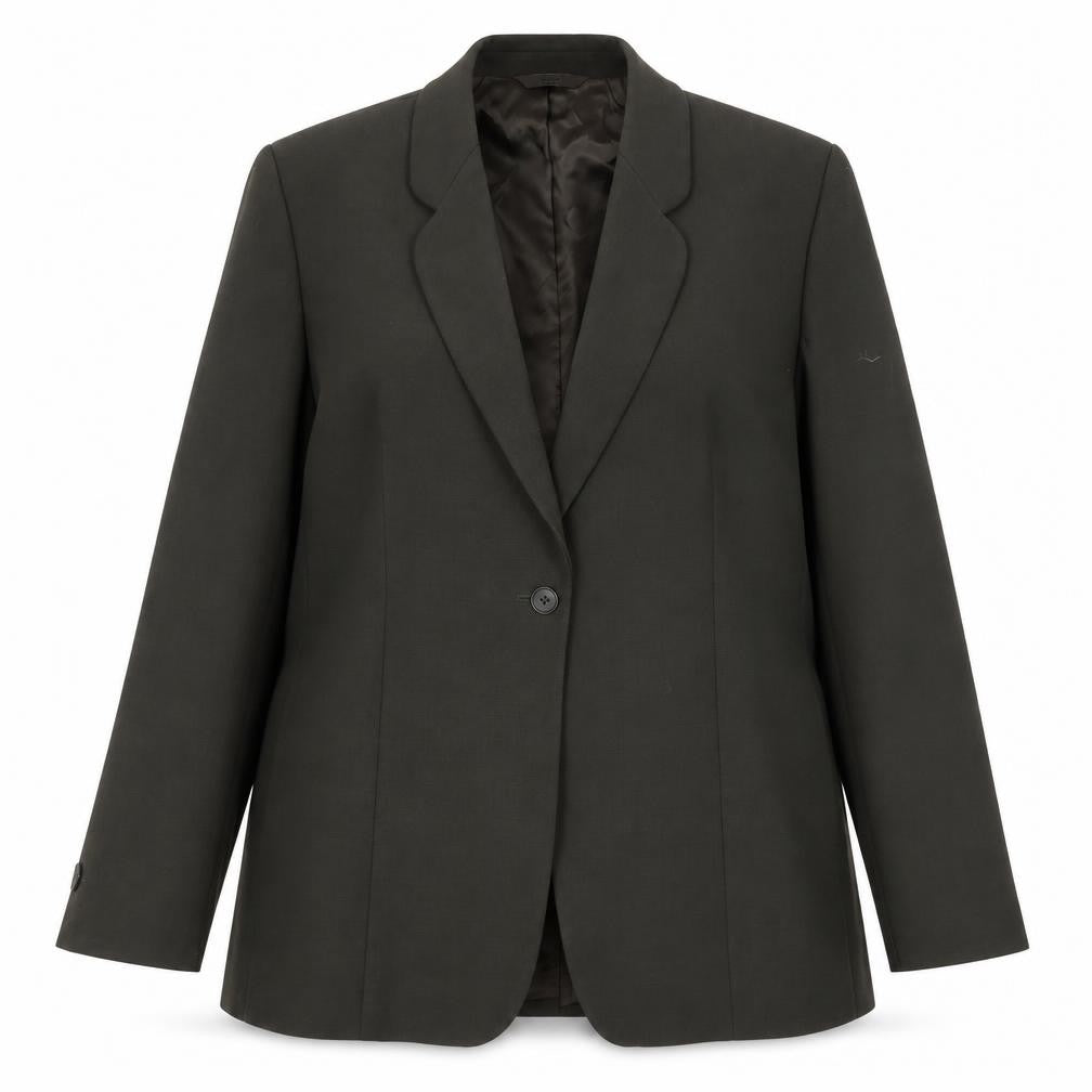 Front view of Marks & Spencer Women's Green Wool Blazer UK 16 Single-Breasted Jacket