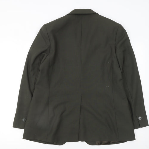 Marks and Spencer Women's Green Wool Blazer UK 16 Single-Breasted Jacket