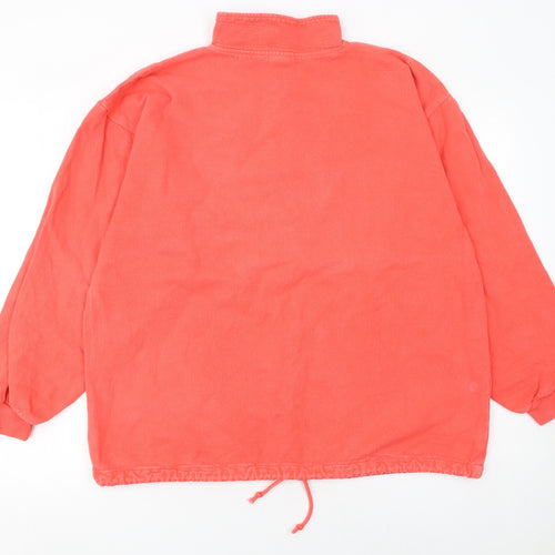 byTAYLOR Women Coral Red 1/4 Zip Pullover Sweatshirt S/M 100% Cotton