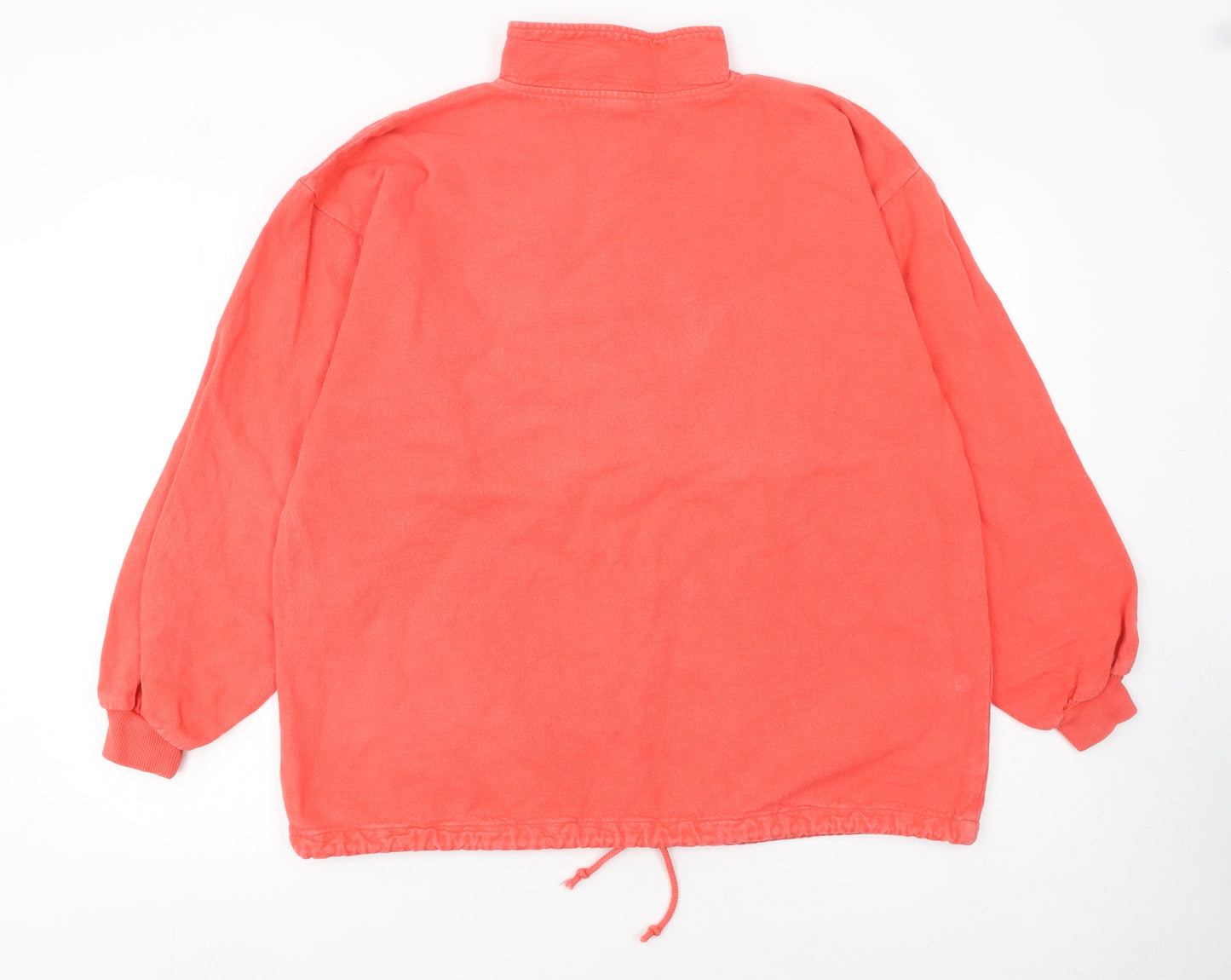 byTAYLOR Women Coral Red 1/4 Zip Pullover Sweatshirt S/M 100% Cotton