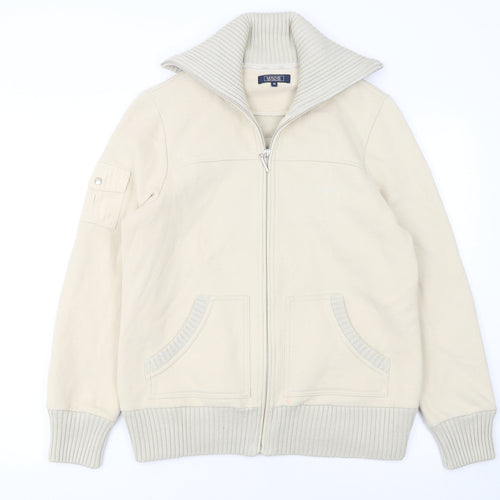 Maine New England Women Beige Full Zip Sweatshirt Size 16 Cotton Blend