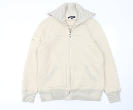 Maine New England Women Beige Full Zip Sweatshirt Size 16 Cotton Blend