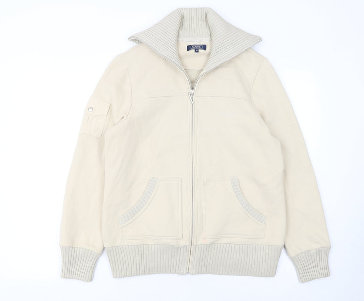 Maine New England Women Beige Full Zip Sweatshirt Size 16 Cotton Blend