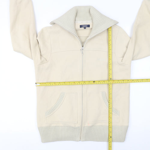 Maine New England Women Beige Full Zip Sweatshirt Size 16 Cotton Blend