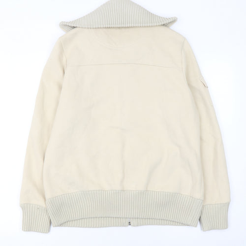 Maine New England Women Beige Full Zip Sweatshirt Size 16 Cotton Blend