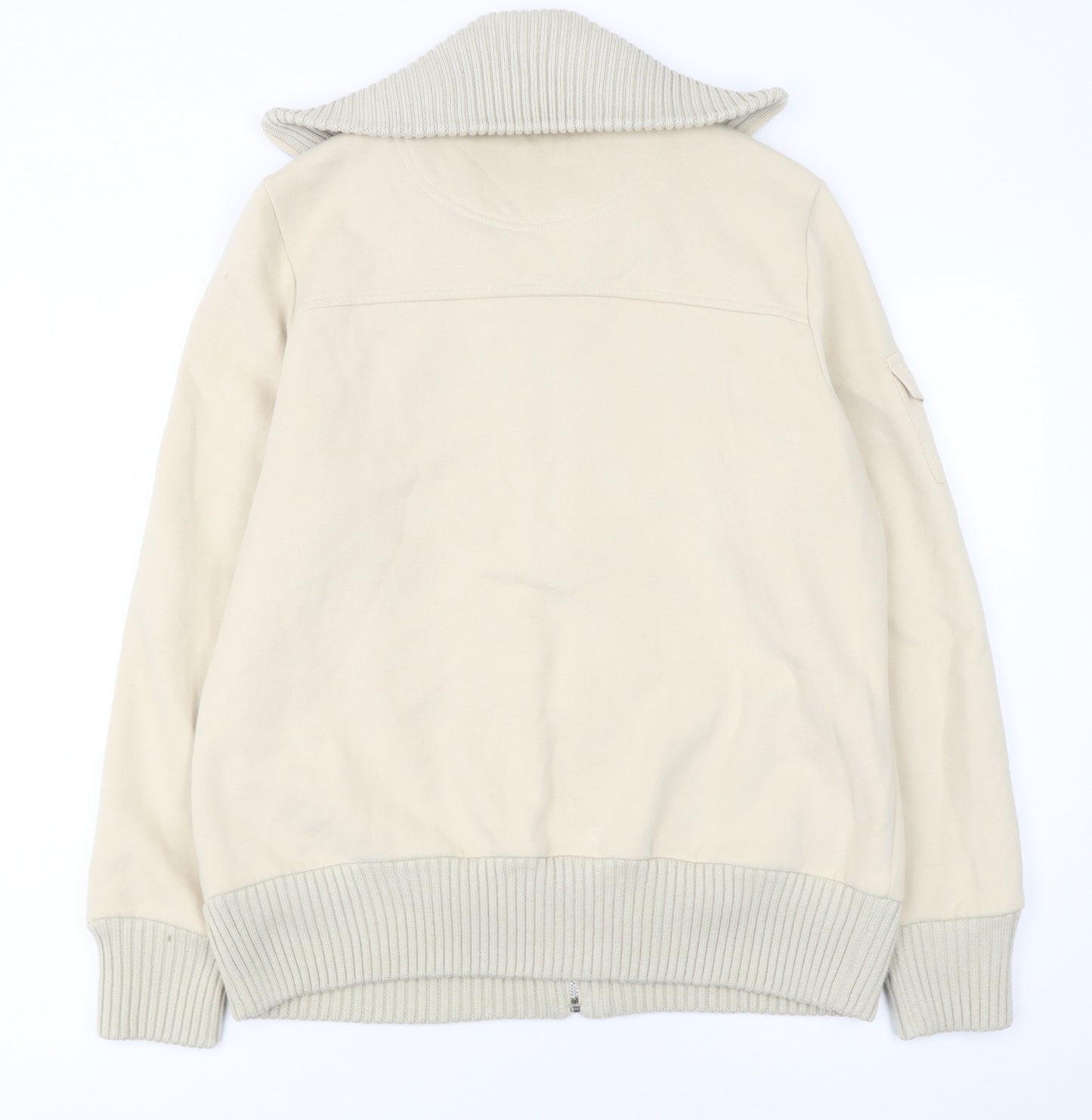 Maine New England Women Beige Full Zip Sweatshirt Size 16 Cotton Blend