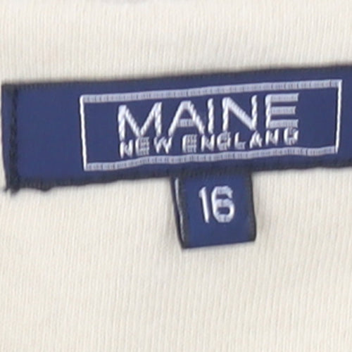 Maine New England Women Beige Full Zip Sweatshirt Size 16 Cotton Blend