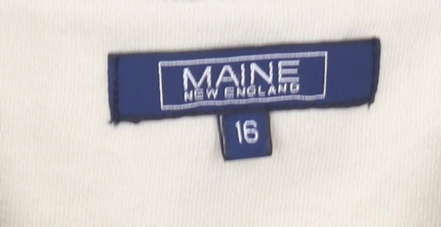Maine New England Women Beige Full Zip Sweatshirt Size 16 Cotton Blend