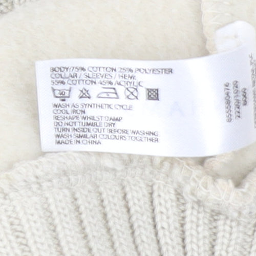 Maine New England Women Beige Full Zip Sweatshirt Size 16 Cotton Blend