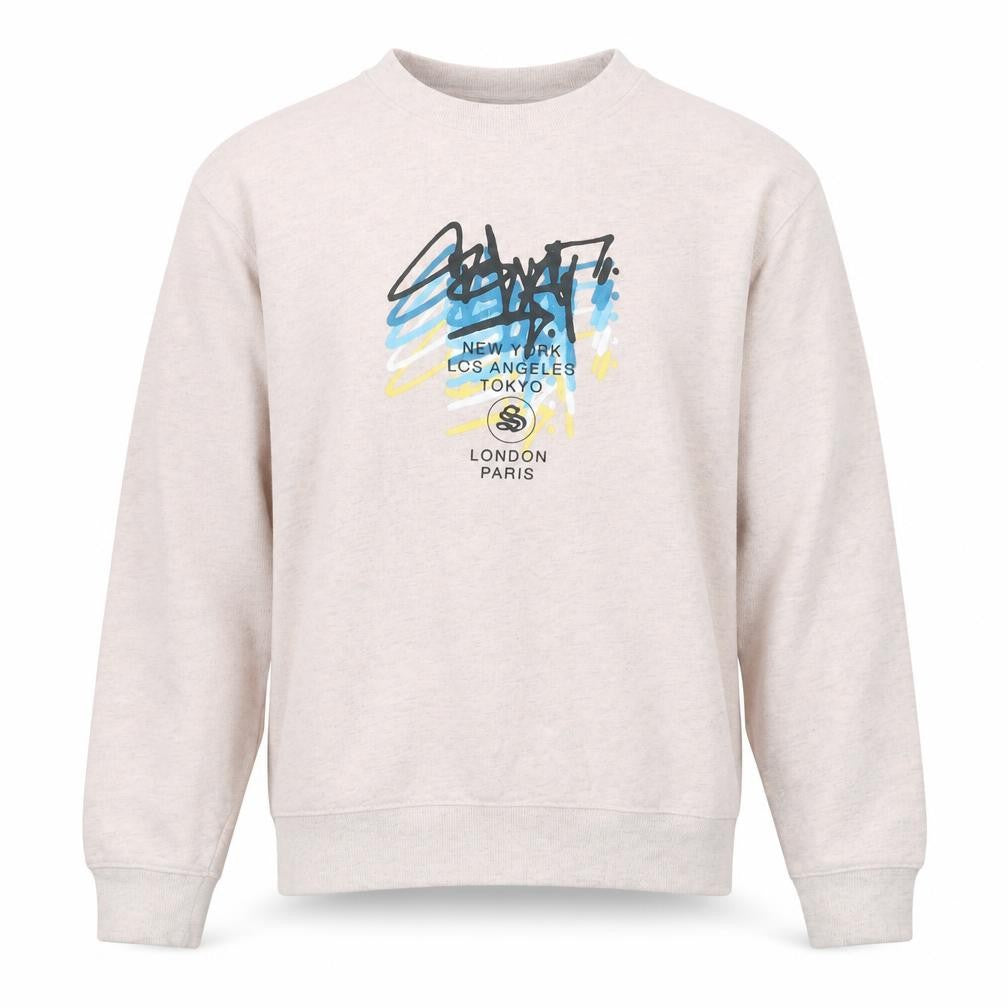 Front view of River Island Men's Beige Graphic Print Pullover Sweatshirt M