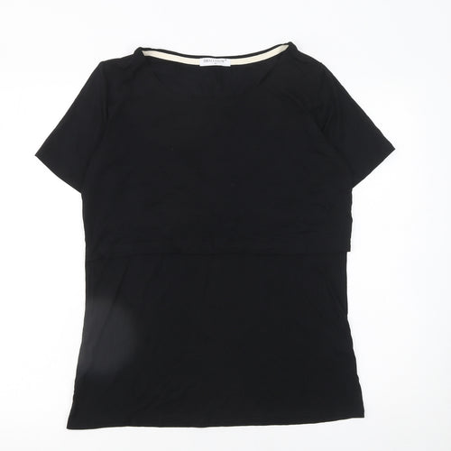 SMALLSHOW Women Black M Basic Short Sleeve Cotton T-Shirt