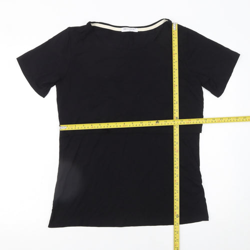 SMALLSHOW Women Black M Basic Short Sleeve Cotton T-Shirt
