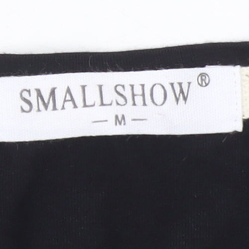 SMALLSHOW Women Black M Basic Short Sleeve Cotton T-Shirt