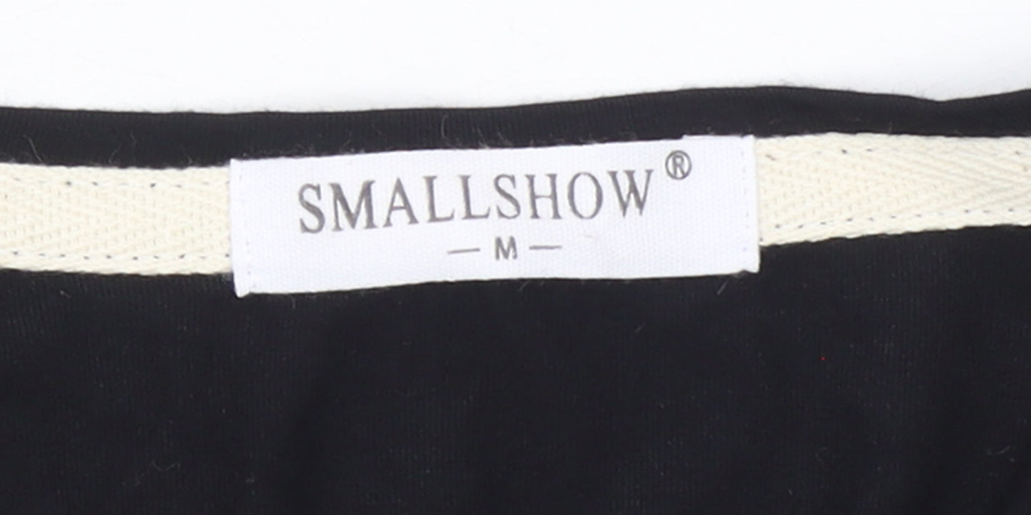 SMALLSHOW Women Black M Basic Short Sleeve Cotton T-Shirt