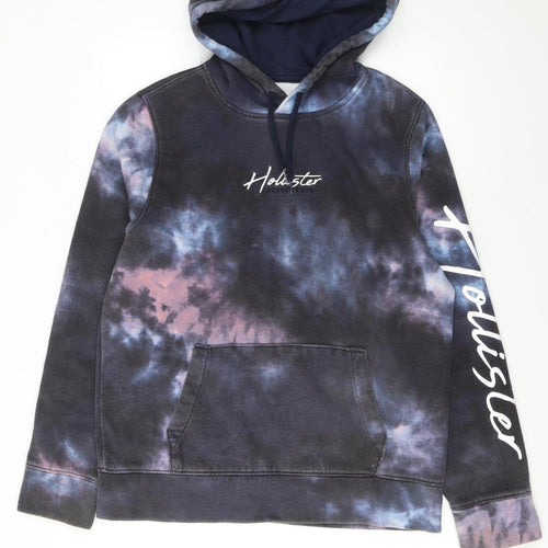 Hollister Womens Blue Tie-Dye Pullover Hoodie L Cotton Blend