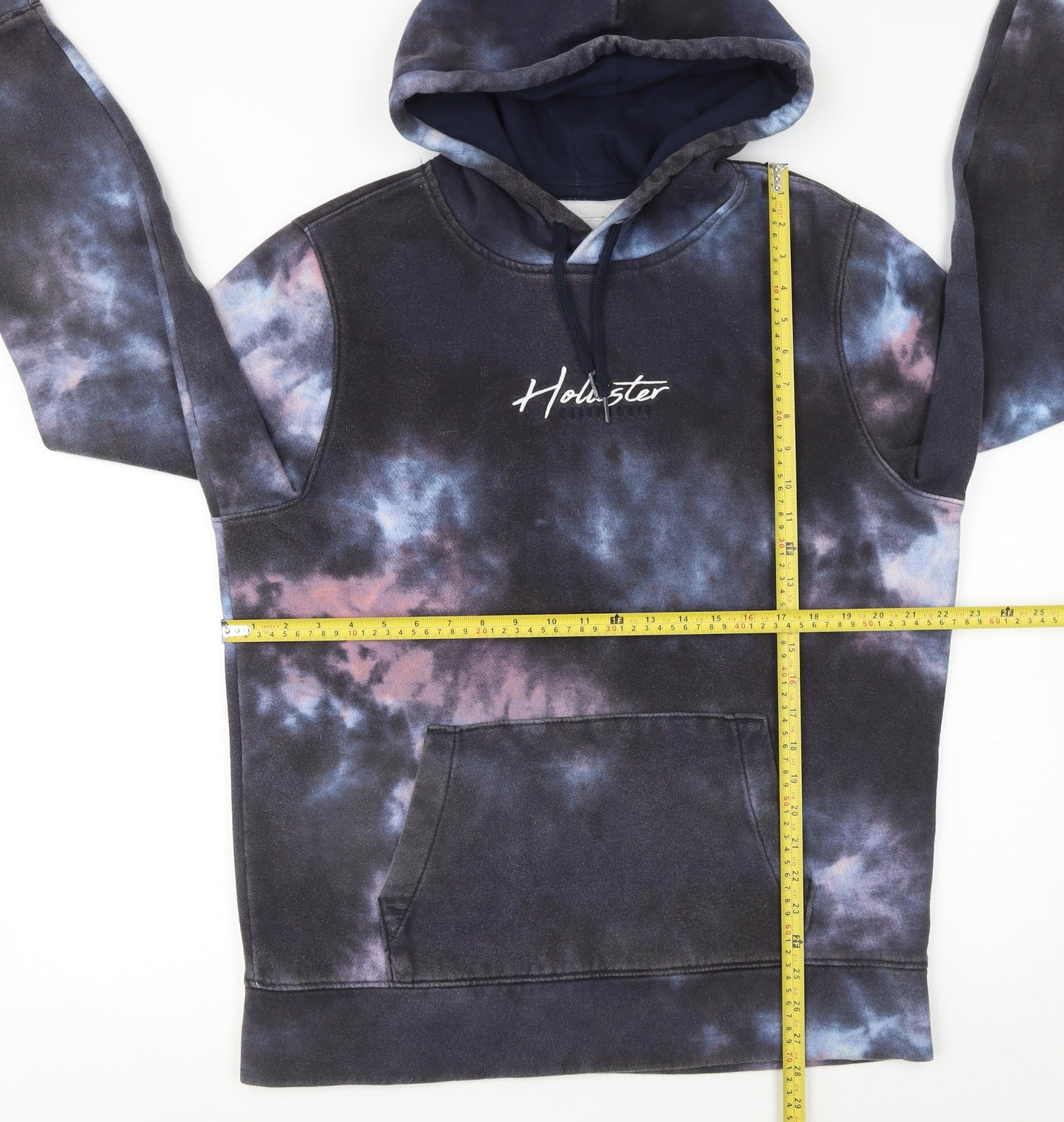 Hollister Womens Blue Tie-Dye Pullover Hoodie L Cotton Blend