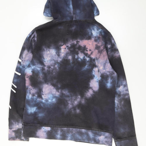 Hollister Womens Blue Tie-Dye Pullover Hoodie L Cotton Blend