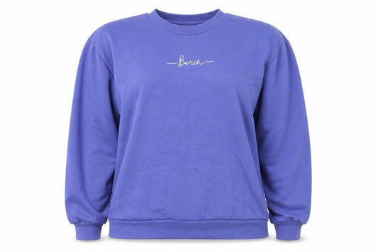 Front view of Bench Women Blue Logo Pullover Sweatshirt UK 12 Cotton Blend