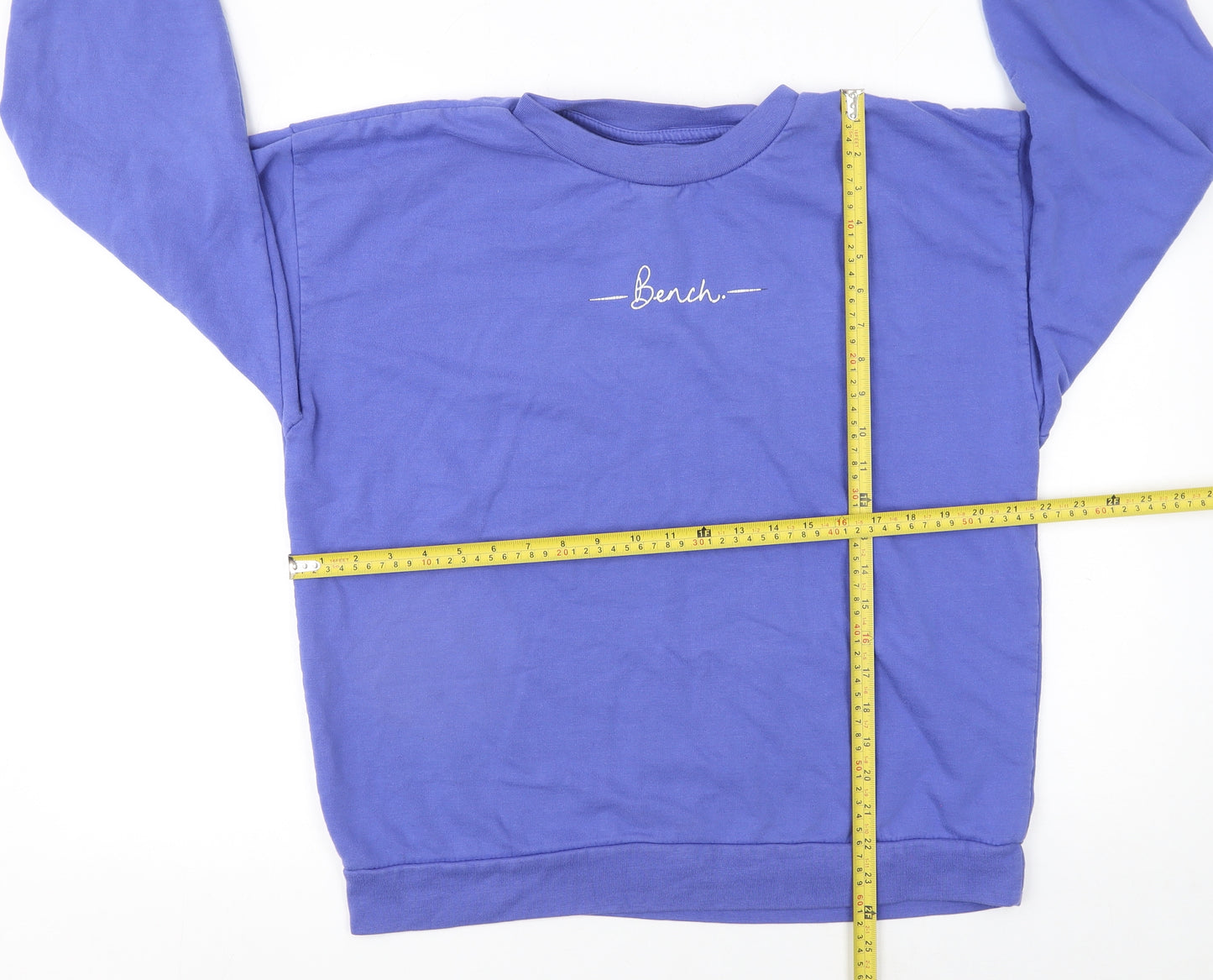 Bench Women Blue Logo Pullover Sweatshirt UK 12 Cotton Blend