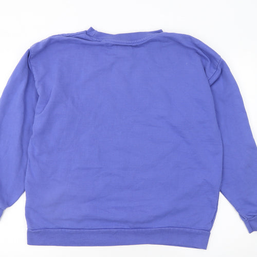 Bench Women Blue Logo Pullover Sweatshirt UK 12 Cotton Blend