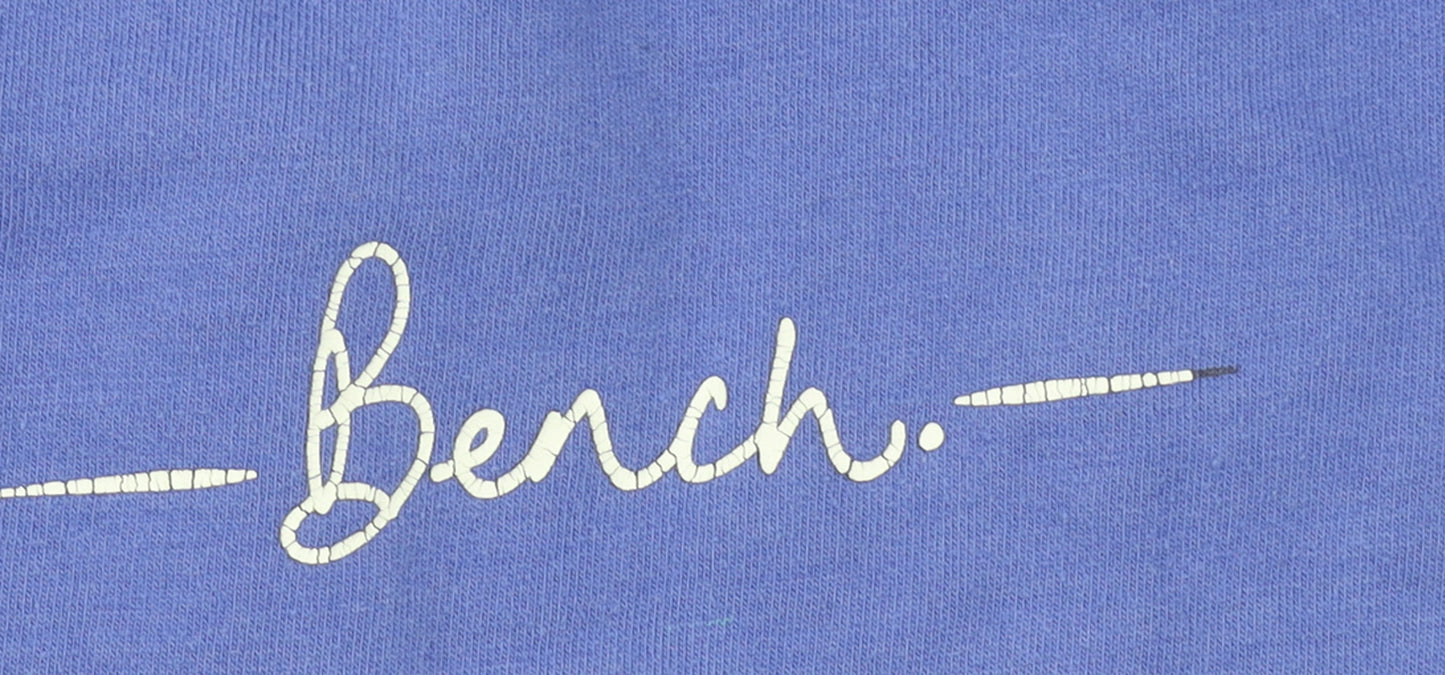 Bench Women Blue Logo Pullover Sweatshirt UK 12 Cotton Blend