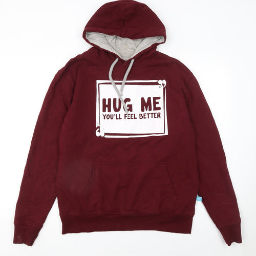 MyDreamStore Women's Maroon Pullover Hoodie L Graphic Print Cotton Blend