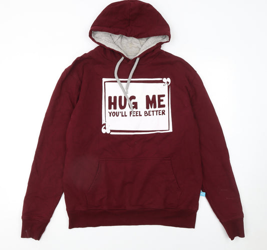 MyDreamStore Women's Maroon Pullover Hoodie L Graphic Print Cotton Blend