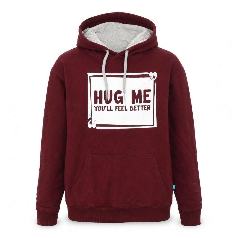 Front view of MyDreamStore Women's Maroon Pullover Hoodie L Graphic Print Cotton Blend