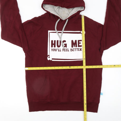 MyDreamStore Women's Maroon Pullover Hoodie L Graphic Print Cotton Blend