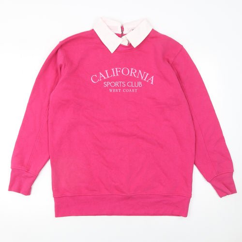 Tu Women Pink Crew Neck Pullover Sweatshirt M California Print