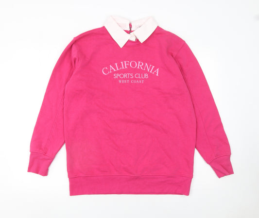 Tu Women Pink Crew Neck Pullover Sweatshirt M California Print