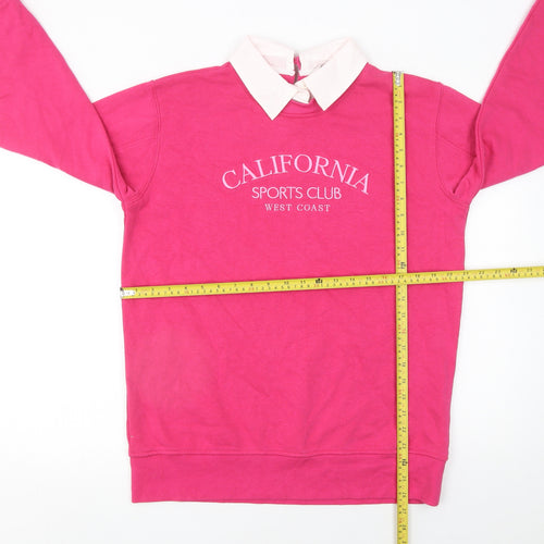 Tu Women Pink Crew Neck Pullover Sweatshirt M California Print