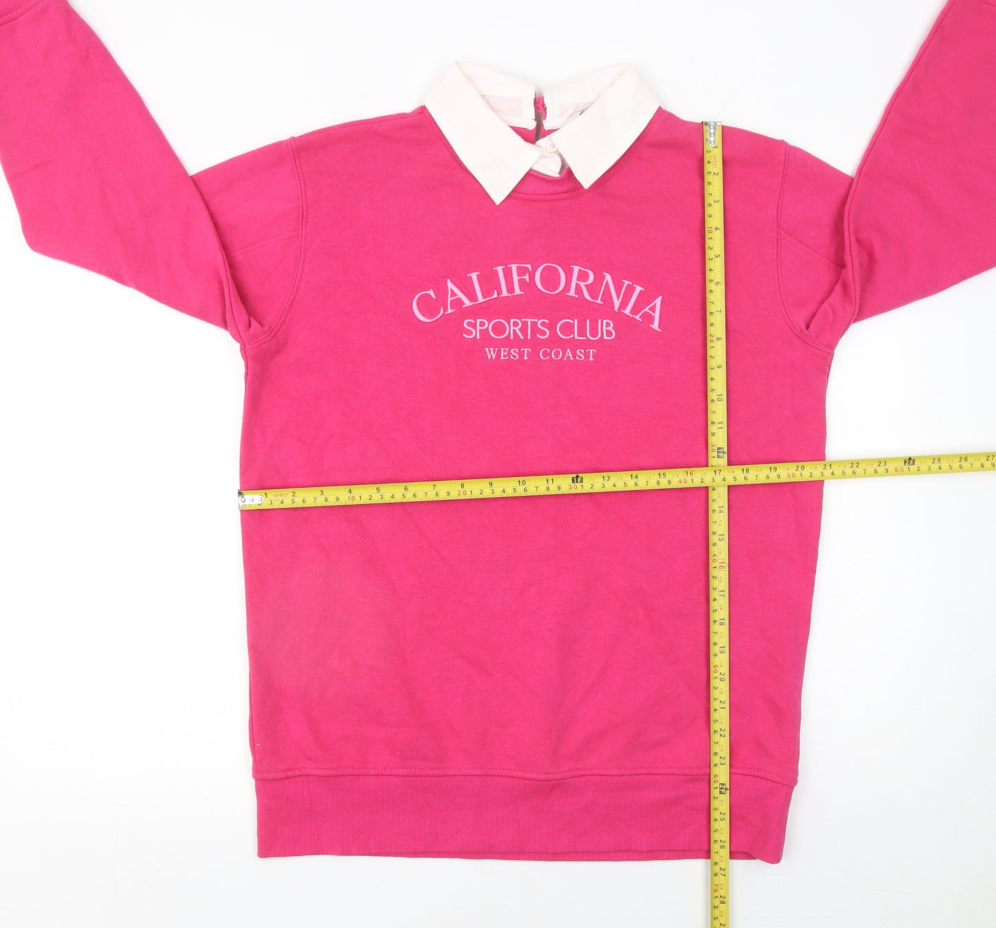 Tu Women Pink Crew Neck Pullover Sweatshirt M California Print