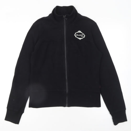 Pineapple Womens Black Cotton Track Jacket Size 12 Full Zip Fleece
