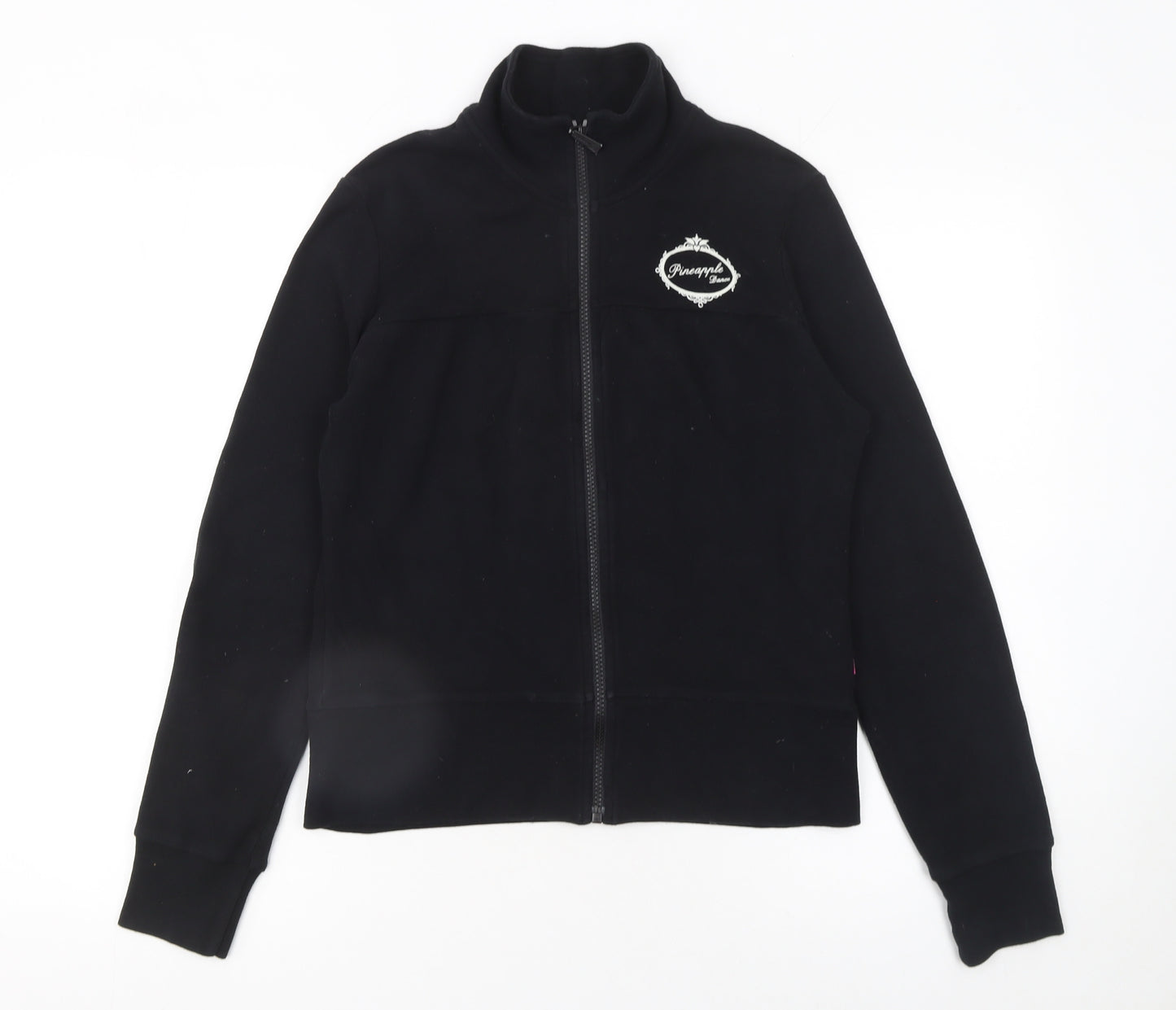 Pineapple Womens Black Cotton Track Jacket Size 12 Full Zip Fleece