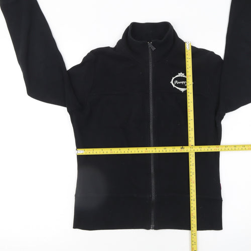 Pineapple Womens Black Cotton Track Jacket Size 12 Full Zip Fleece
