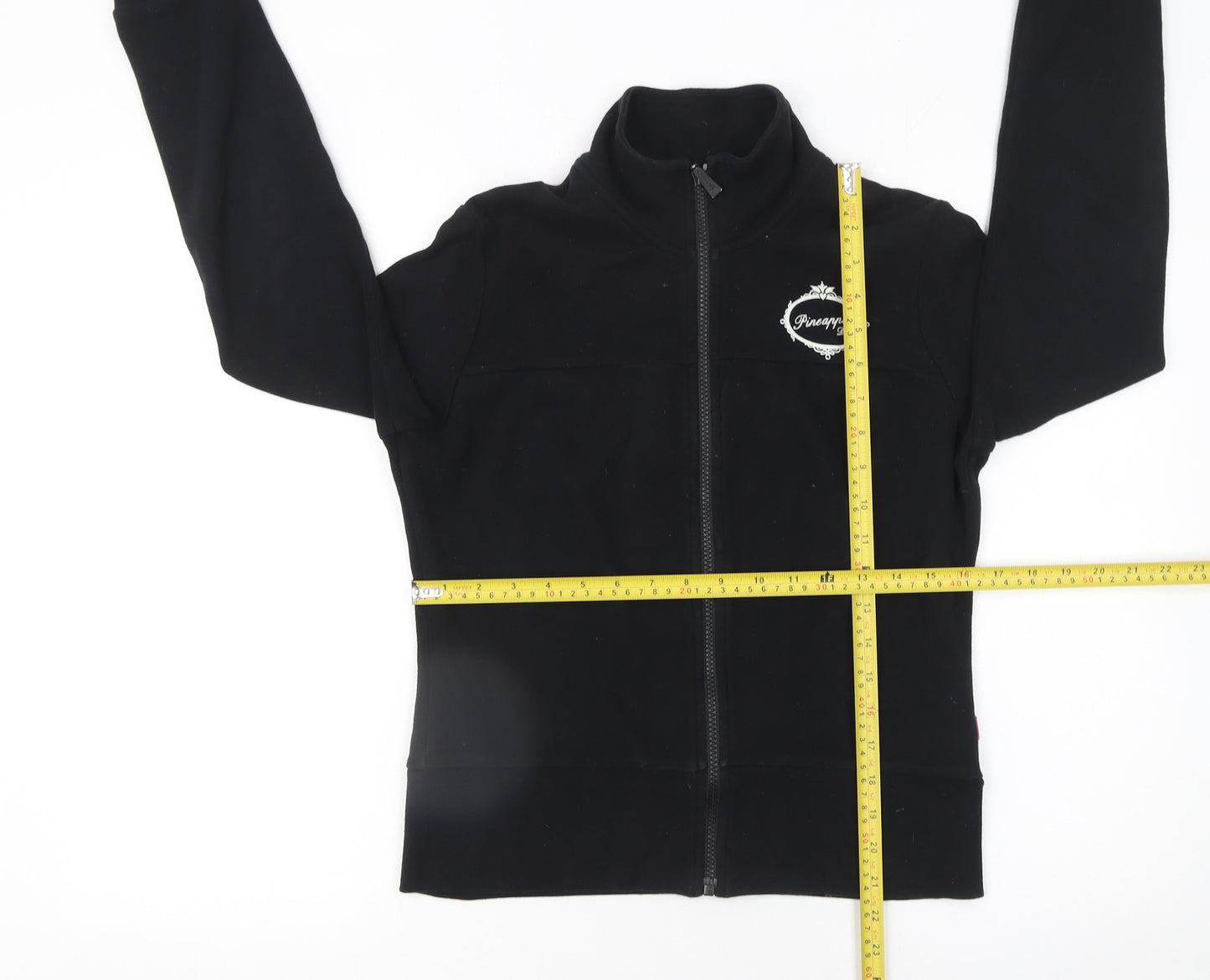 Pineapple Womens Black Cotton Track Jacket Size 12 Full Zip Fleece