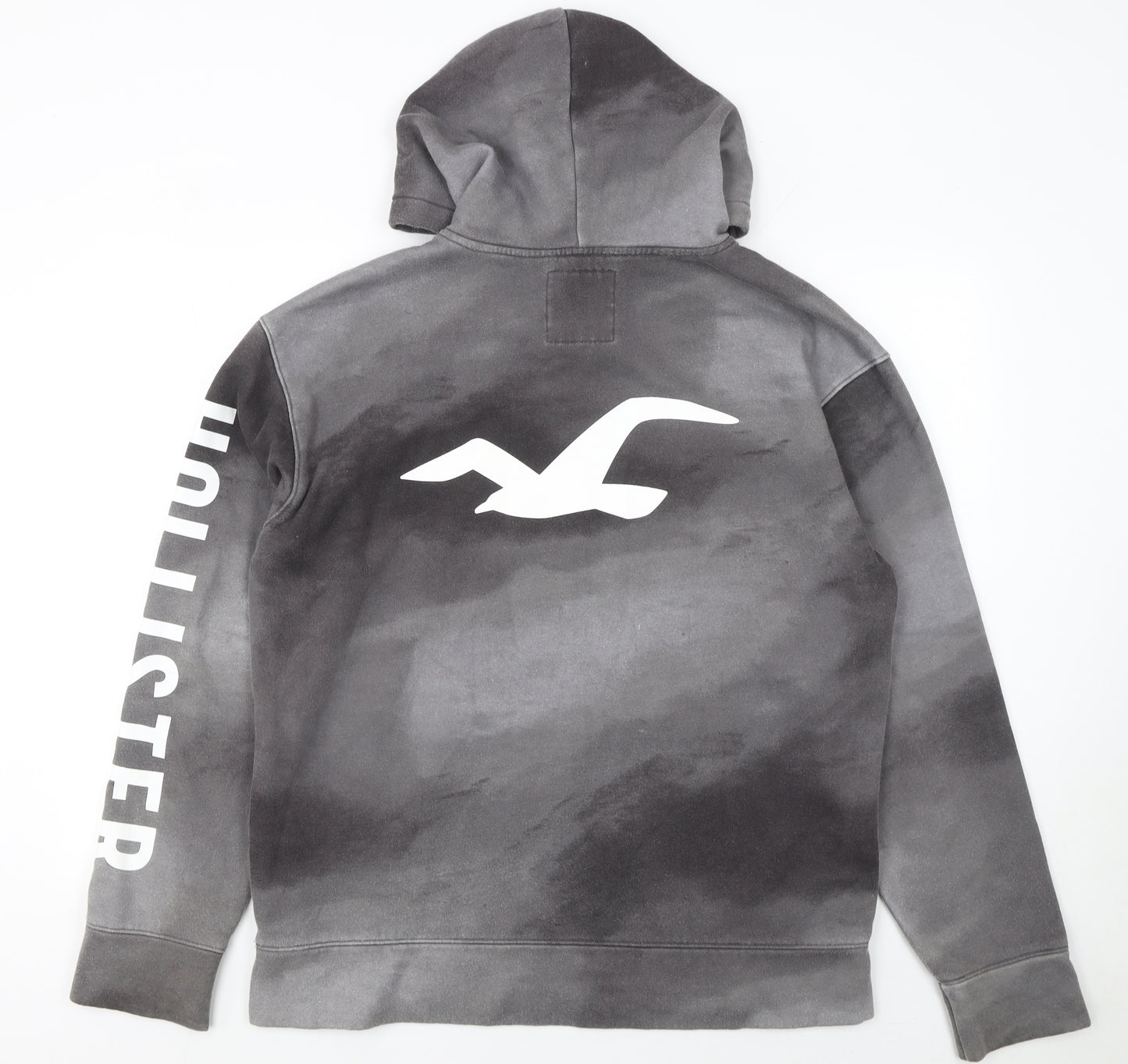 Hollister Men's Grey Pullover Hoodie L Logo Fleece Sweatshirt