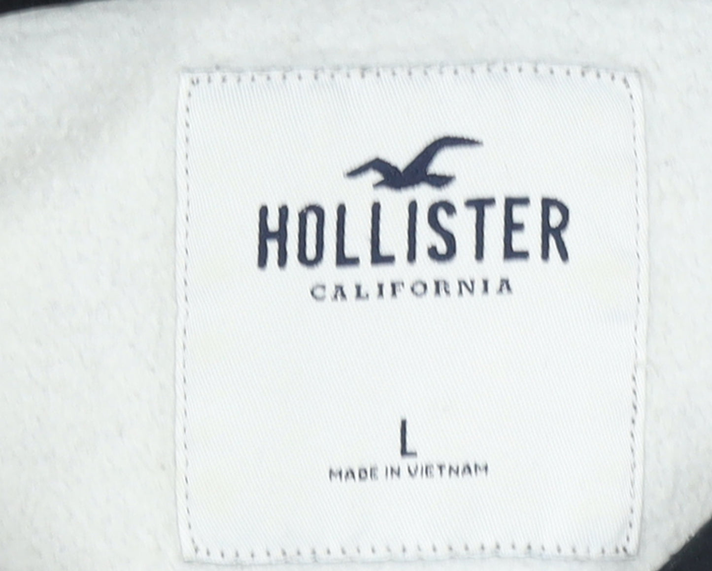 Hollister Men's Grey Pullover Hoodie L Logo Fleece Sweatshirt