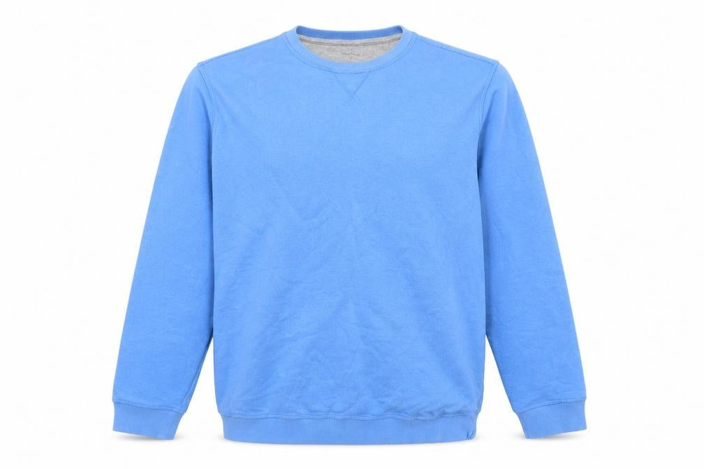 Front view of James Pringle Men's Blue Crew Neck Pullover Sweatshirt Medium